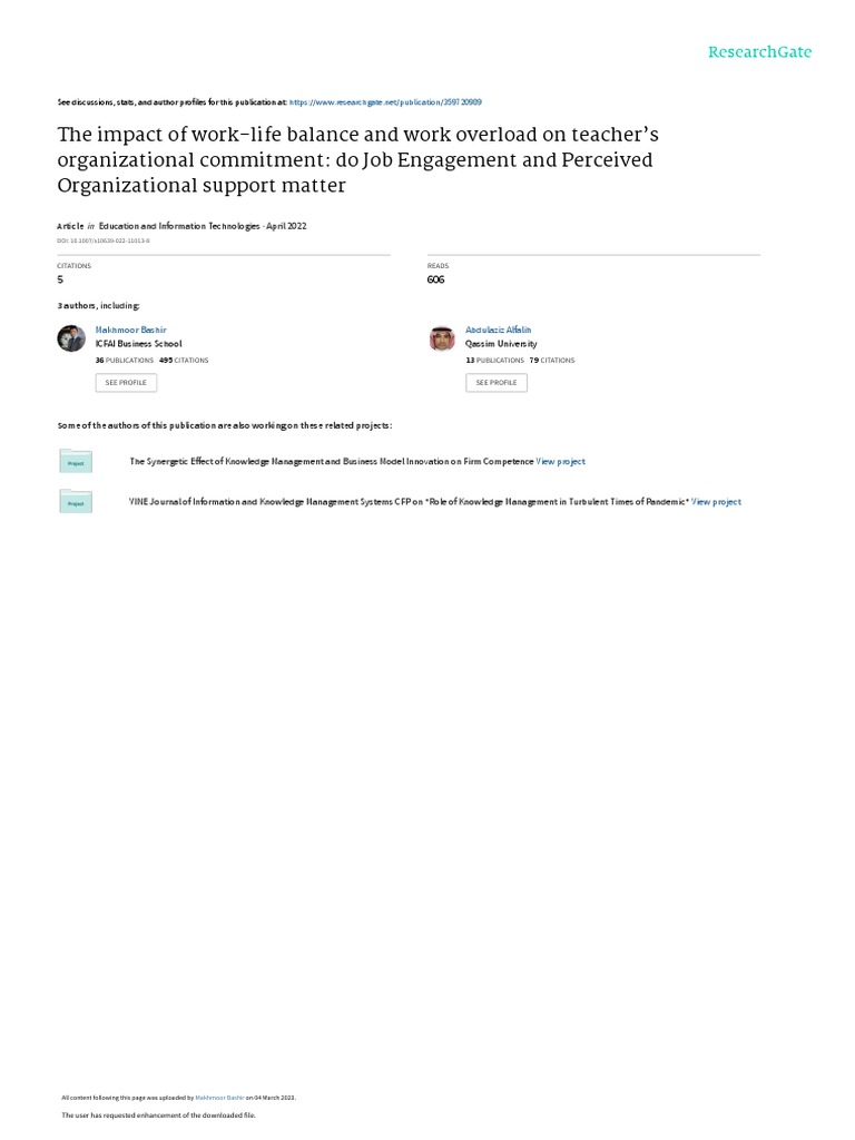 Work Life Balance | PDF | Structural Equation Modeling | Teachers