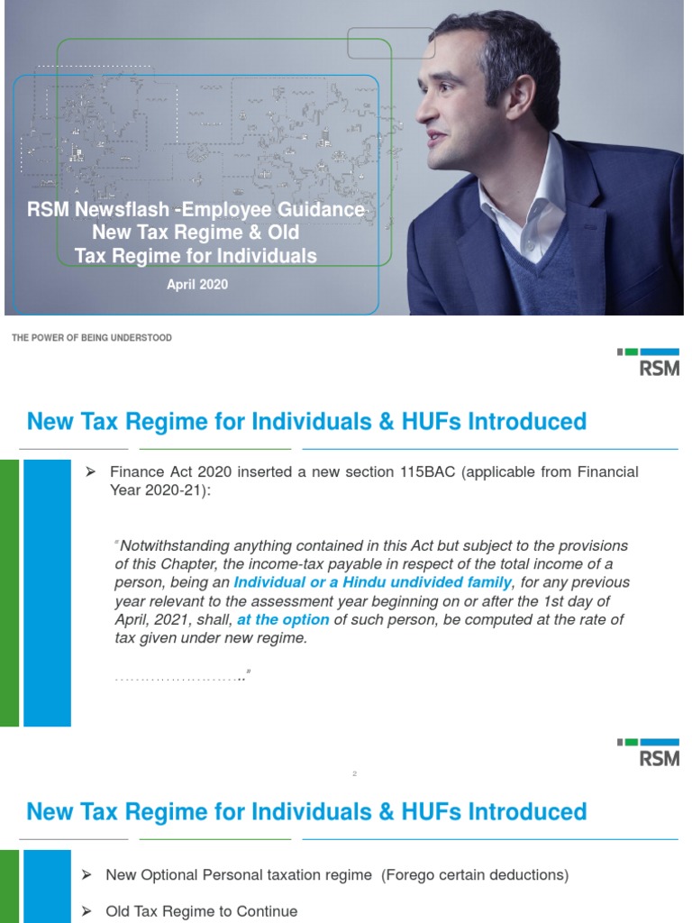 RSM India Newsflash Employees Guidance On New Vs Old Tax Regime Individuals April 2020 PDF