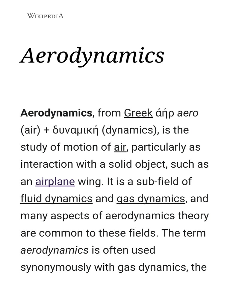 Aerodynamics Wikipedia PDF Aerodynamics Fluid Dynamics