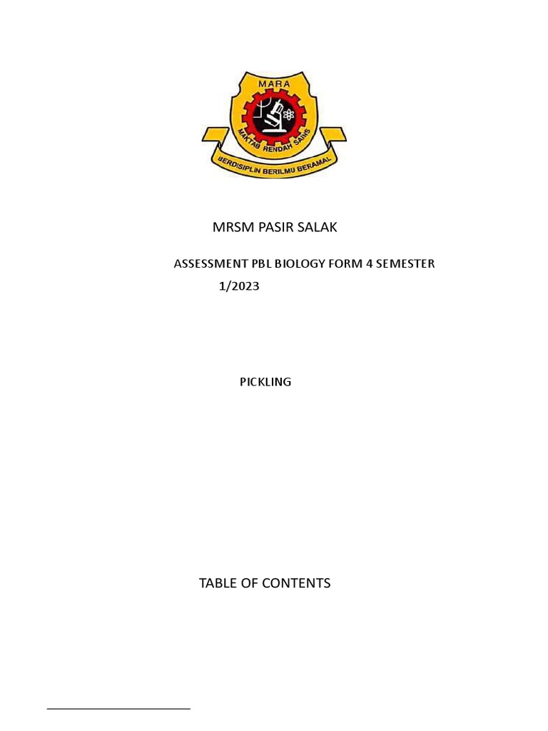 Pbl bio form4 sem1 2023 pdf pickling food preservation
