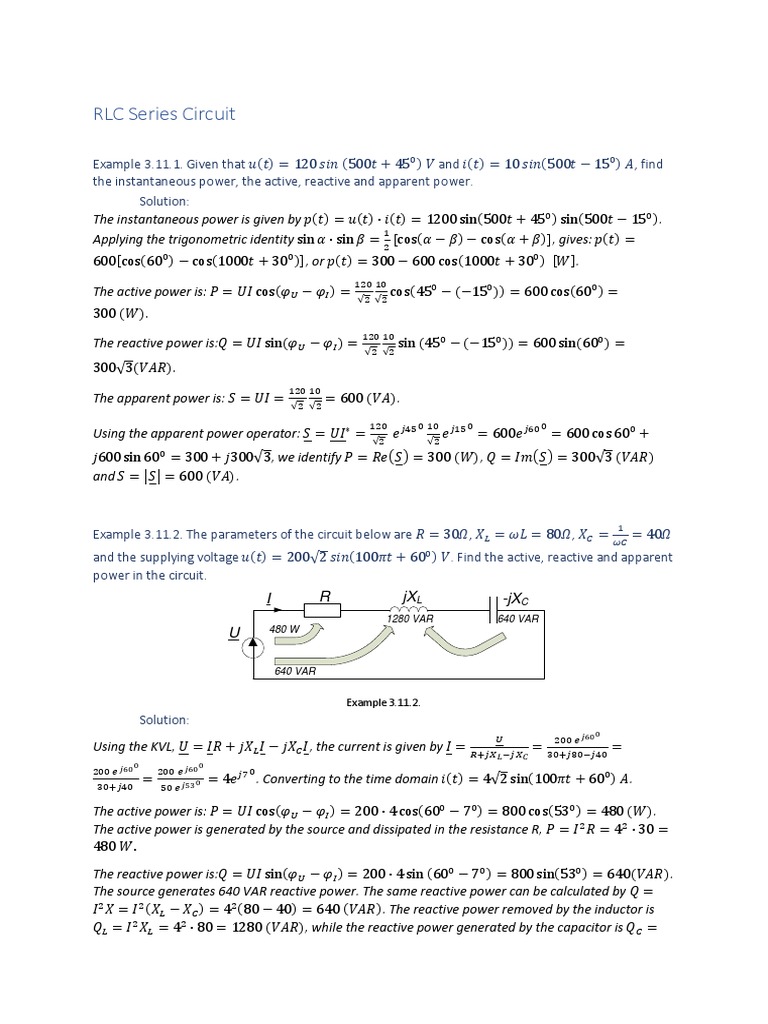 Active and Reactive Power in RLC Circuits | PDF | Teaching Methods ...