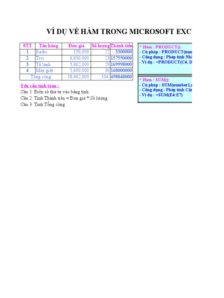 Bai tap excel pdf
