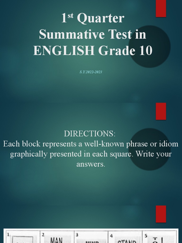 Summative Test in English 10 1st Quarter | PDF