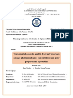 Traitement Et Contrôle Qualité de Deux Types D'eau À Usage Pharmaceutique SAIDAL