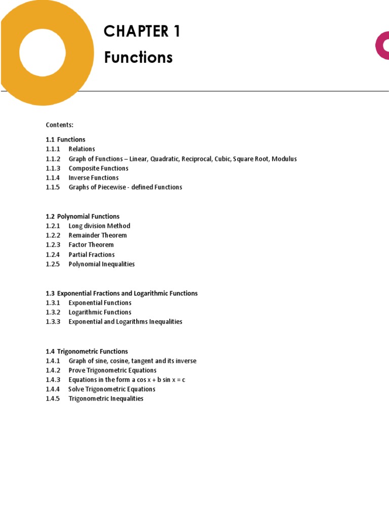Chapter 1 Functions | PDF | Function (Mathematics) | Trigonometric ...