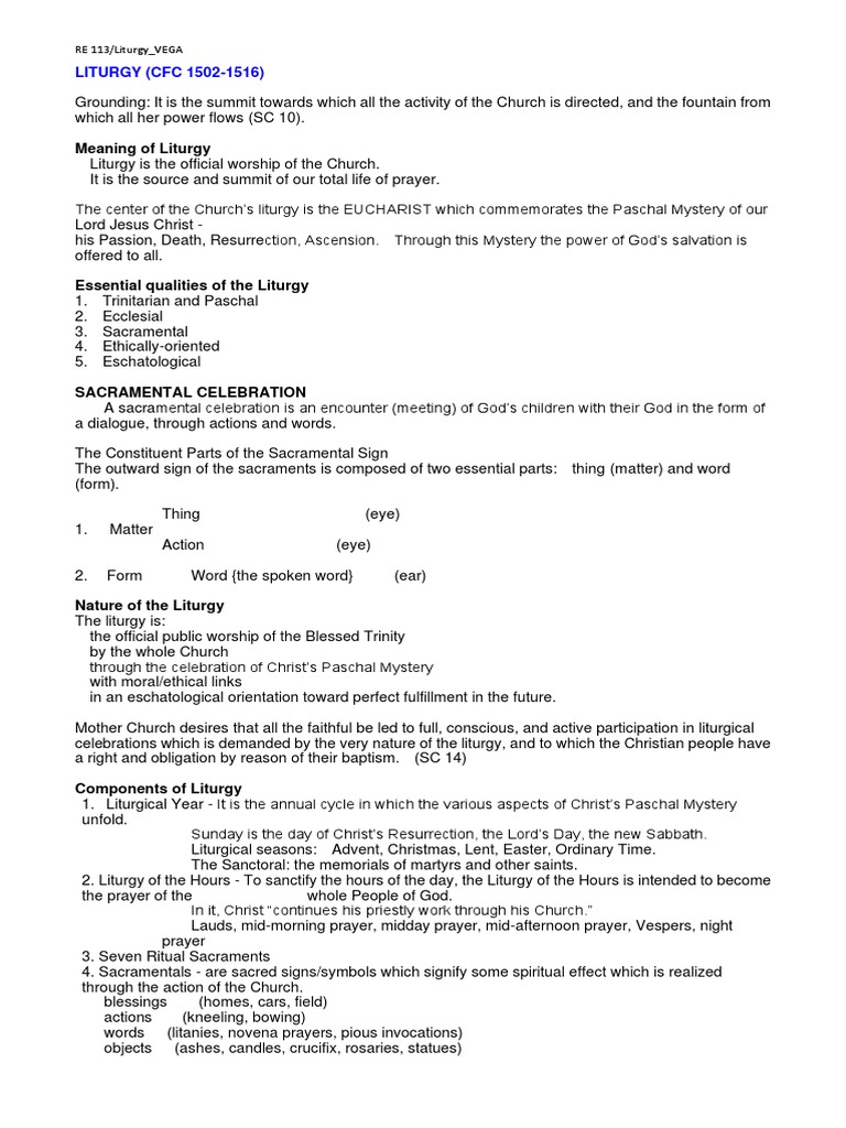 m2 Lesson+2+Liturgy | PDF | Sacraments | Catholic Church