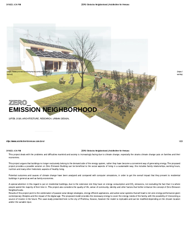 ZERO Emission Neighborhood Architecture For Humans PDF Climate