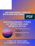 Types of Speeches and Speech Styles