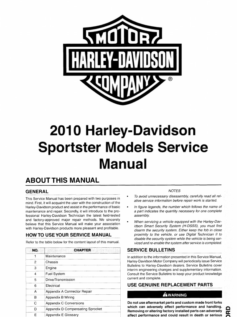 2010-2013 Harley Davidson Sportster Service Manual | PDF