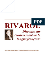 Rivarol - Discours Sur L'unniversalité de La Langue Française