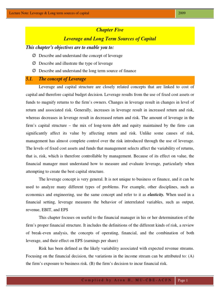 Microsoft Word - Chapter 5 Leverage | PDF | Dividend | Preferred Stock