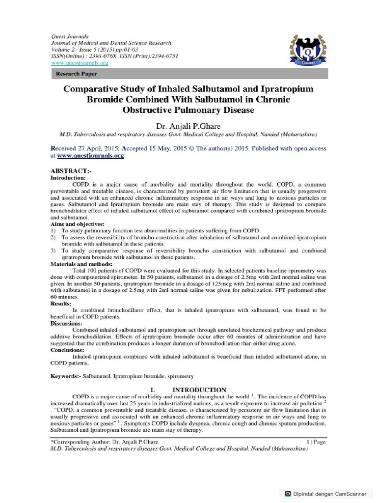 Velutin - Comparative Study of Inhaled Salbutamol and Ipratropium ...