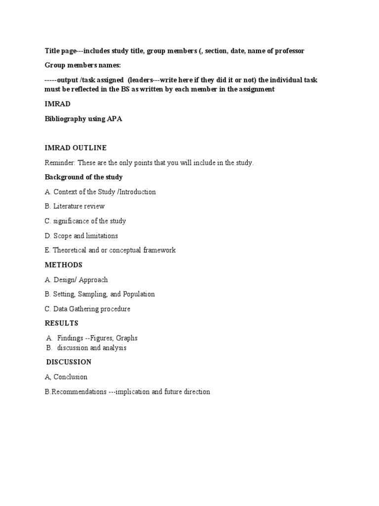 Imrad Outline | PDF
