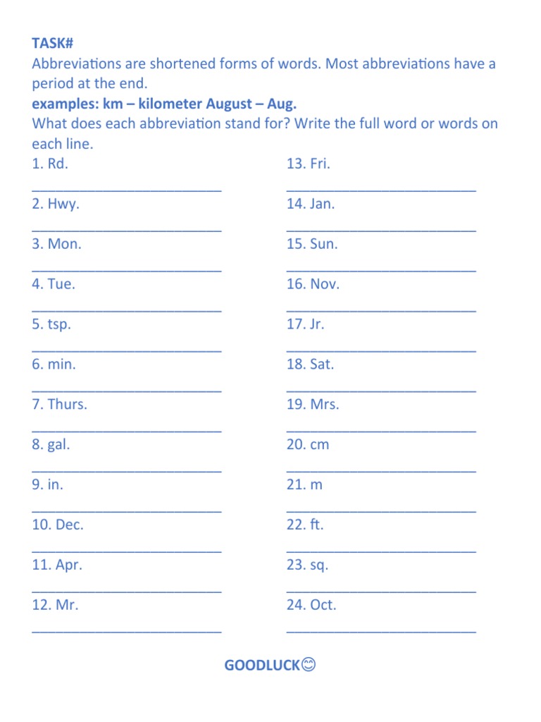 Abbreviations and Their Full Forms | PDF