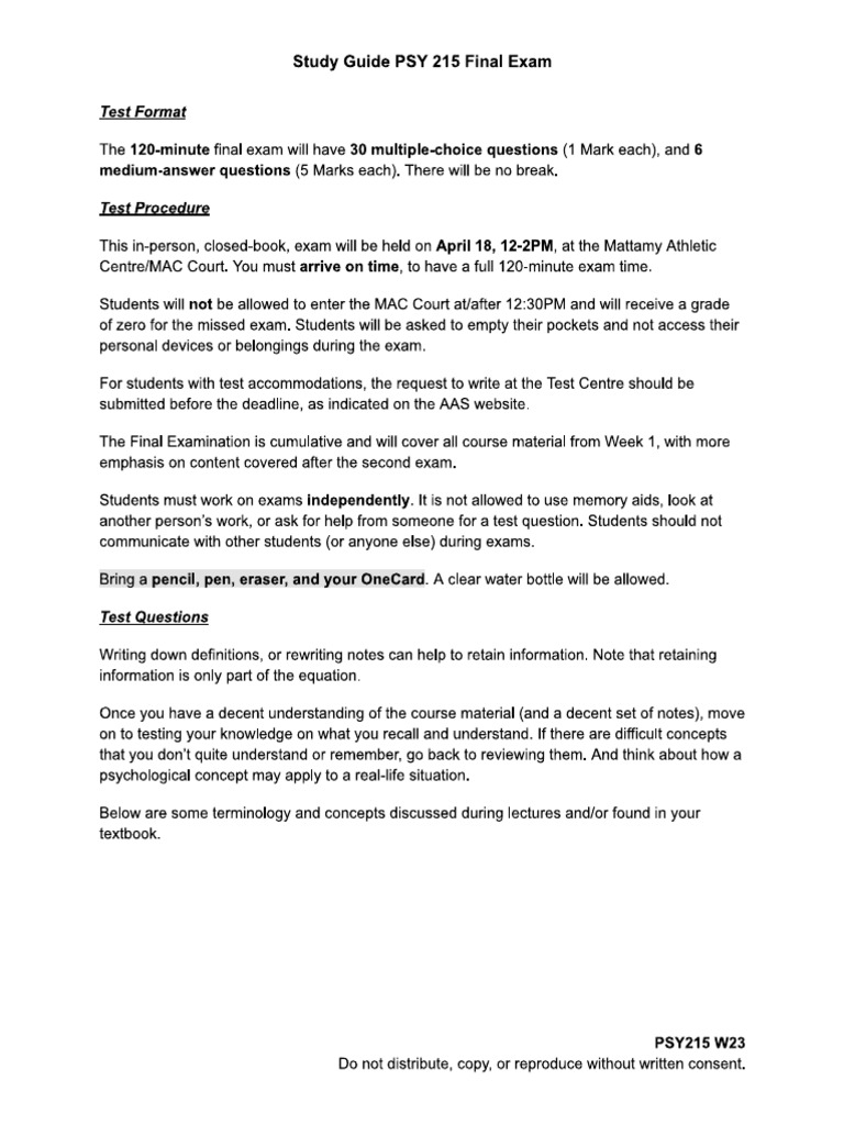 Study Guide PSY 215 Exam 3 | PDF