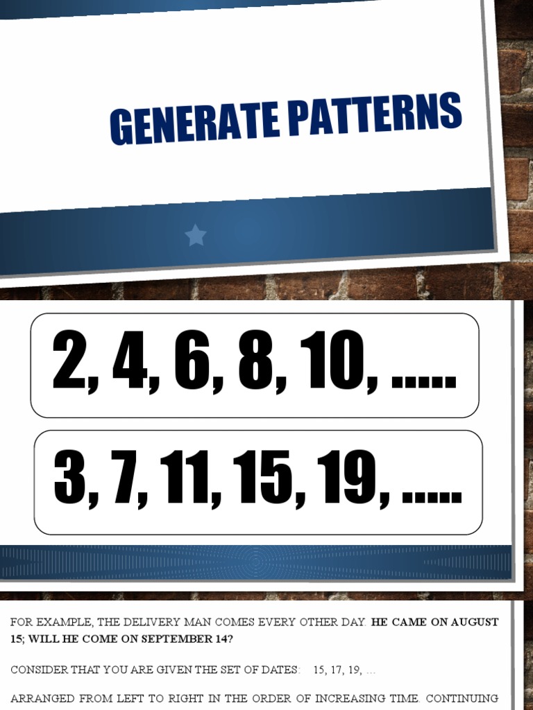 M10 (1) Generating Patterns | PDF | Numbers | Sequence