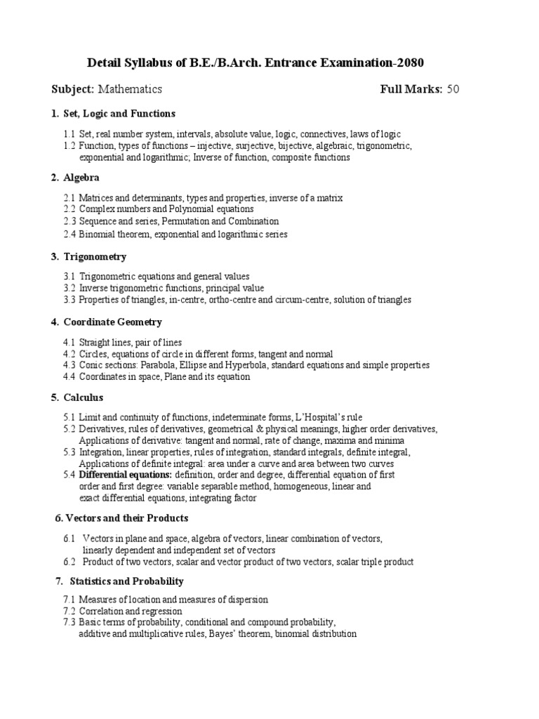 IOE Entrance Syllabus and Sample Question PDF Function (Mathematics