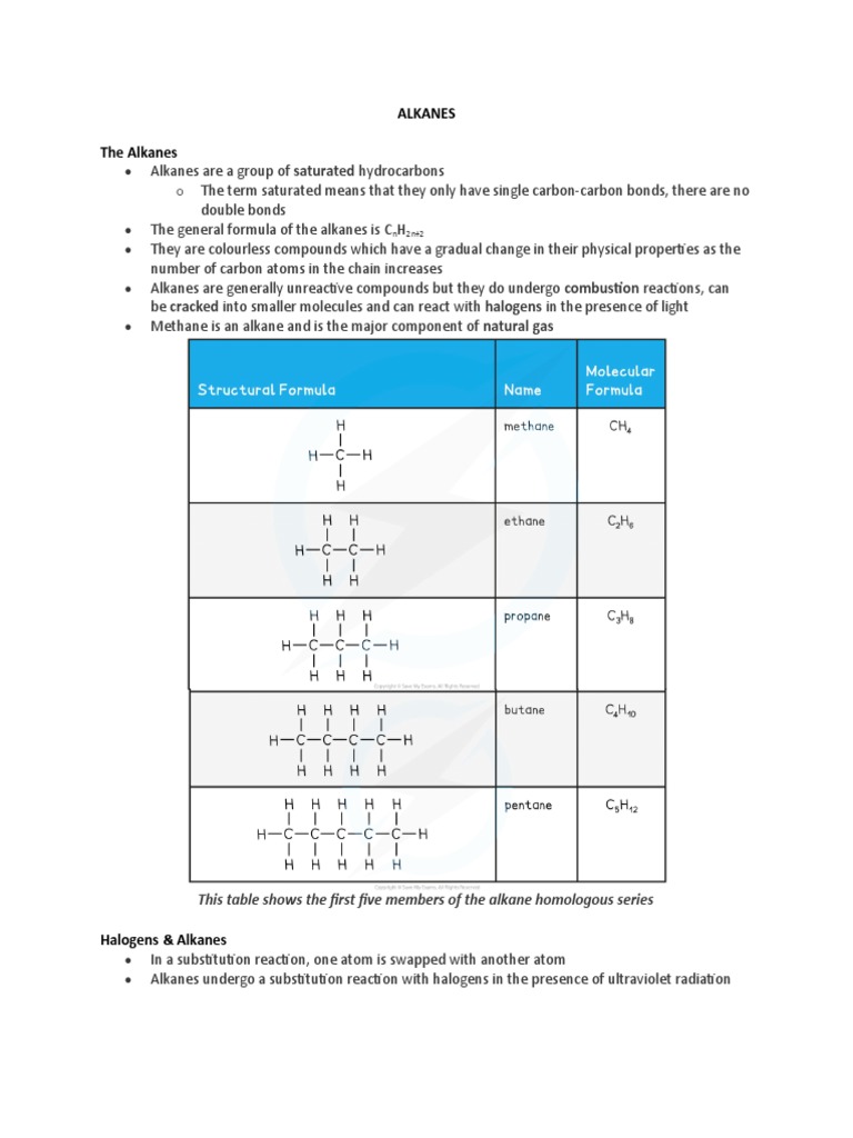 Differences Between Alkanes and Alkenes | PDF | Alkene | Alkane