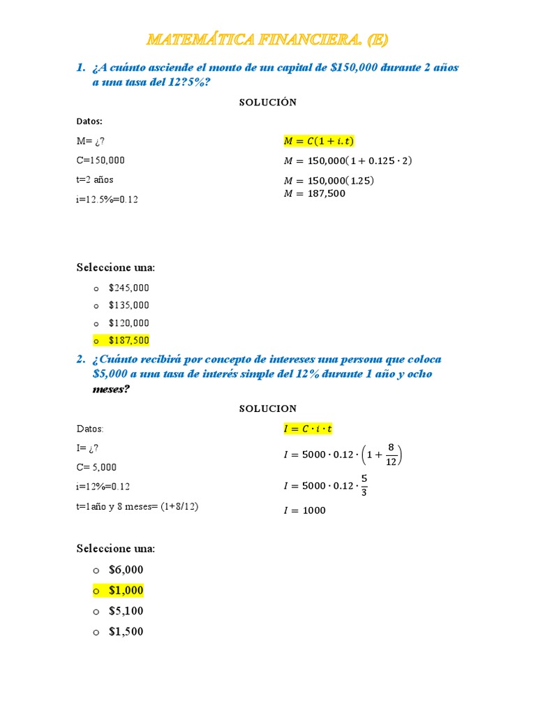 Matemática Financiera (E) | PDF | Métodos y materiales de enseñanza