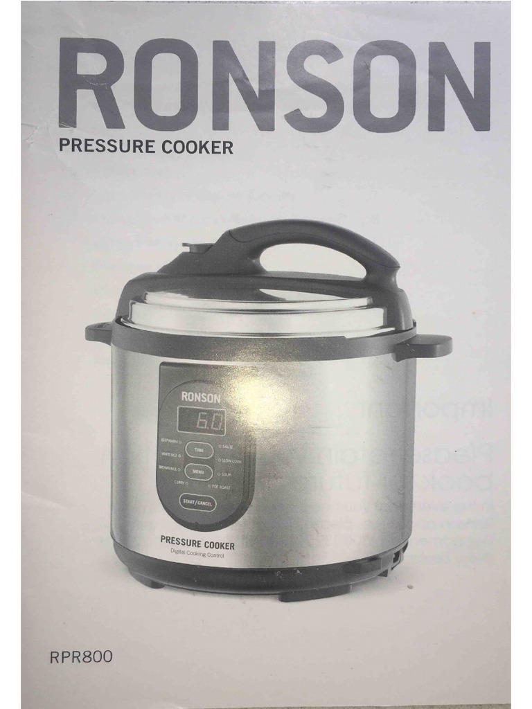 RPR800 Ronson Electric Pressure Cooker PDF