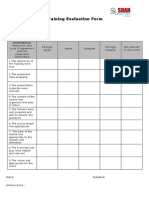 Training Evaluation Form