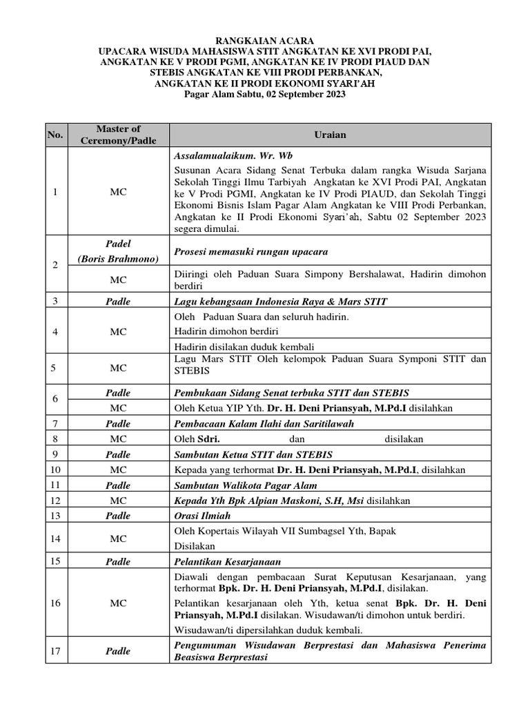 Rangkaian Acara Wisuda New Pdf