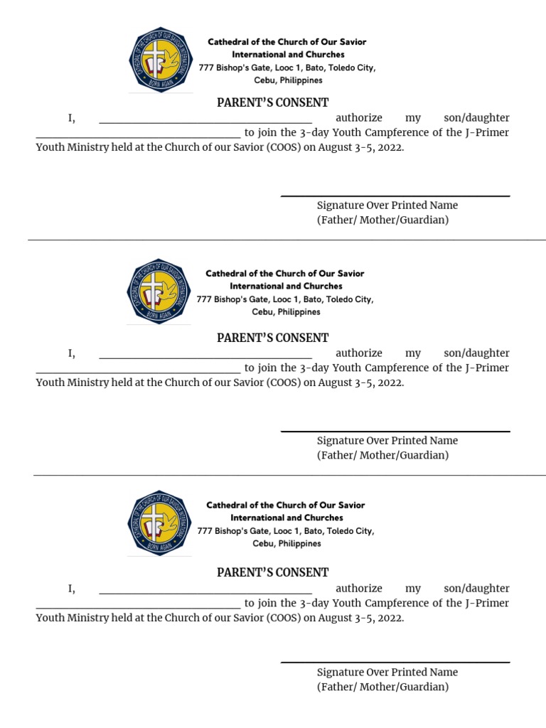 Youth Camp Parental Consent Form | PDF | Wellness