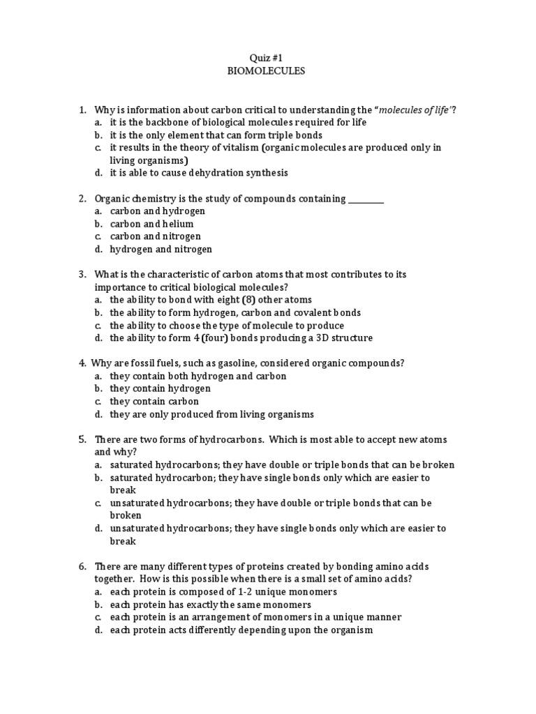 Biomolecules Quiz Download Free Pdf Nucleic Acid Sequence Nucleotides