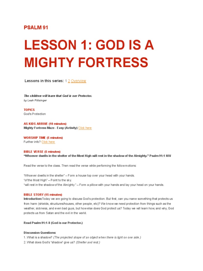 Psalm 91 A Mighty Fortress is our God Kids Spot the Difference