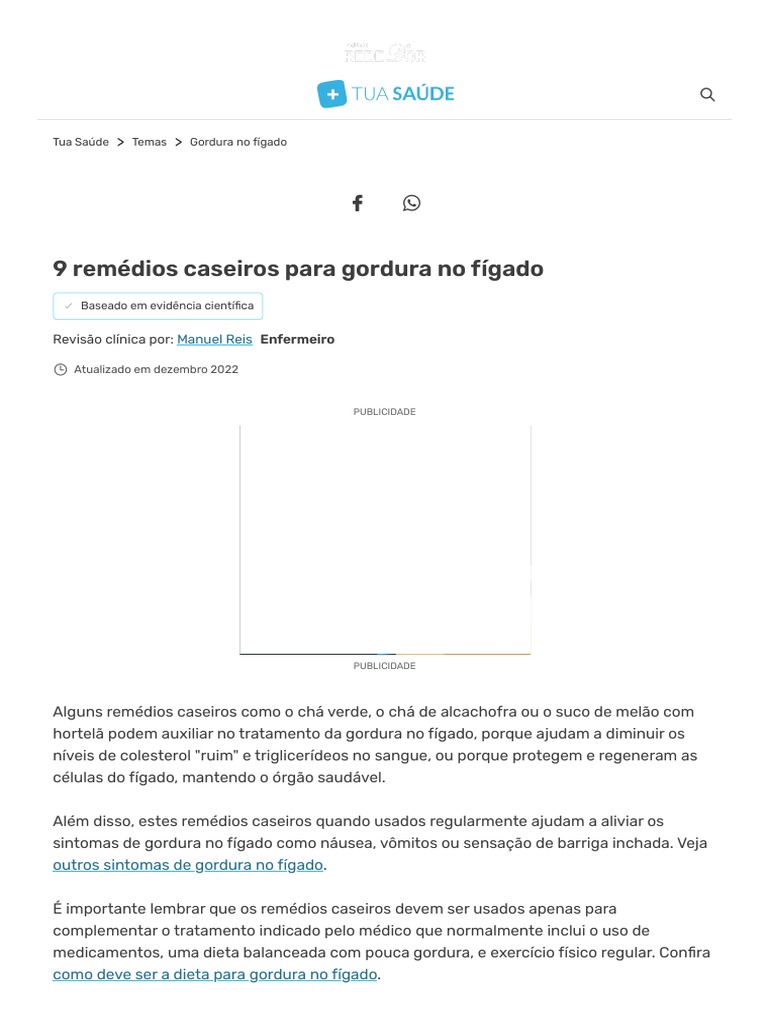 9 Remédios Caseiros Para Gordura No Fígado Pdf Chá Chá Verde