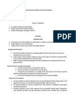 Style and Format Guidelines For Research Reports