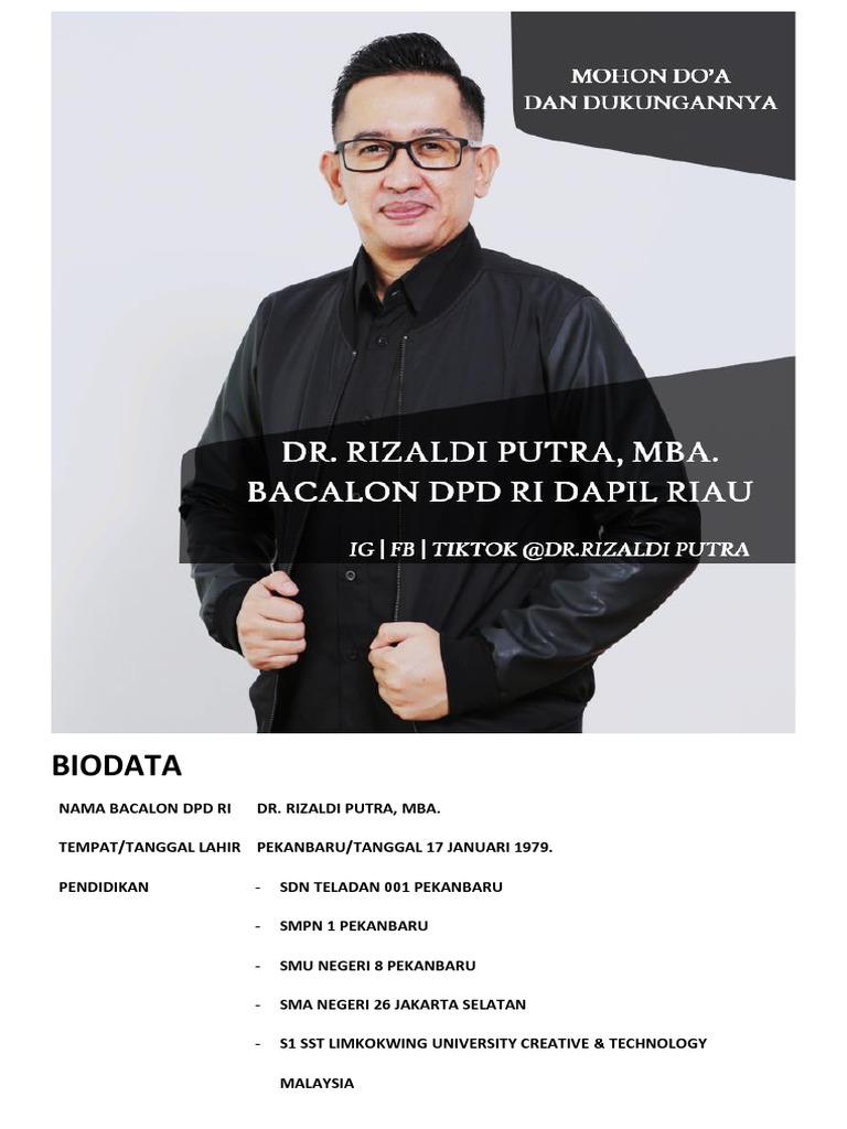 Rizaldi Putra: Calon DPD RI Riau | PDF | Bisnis