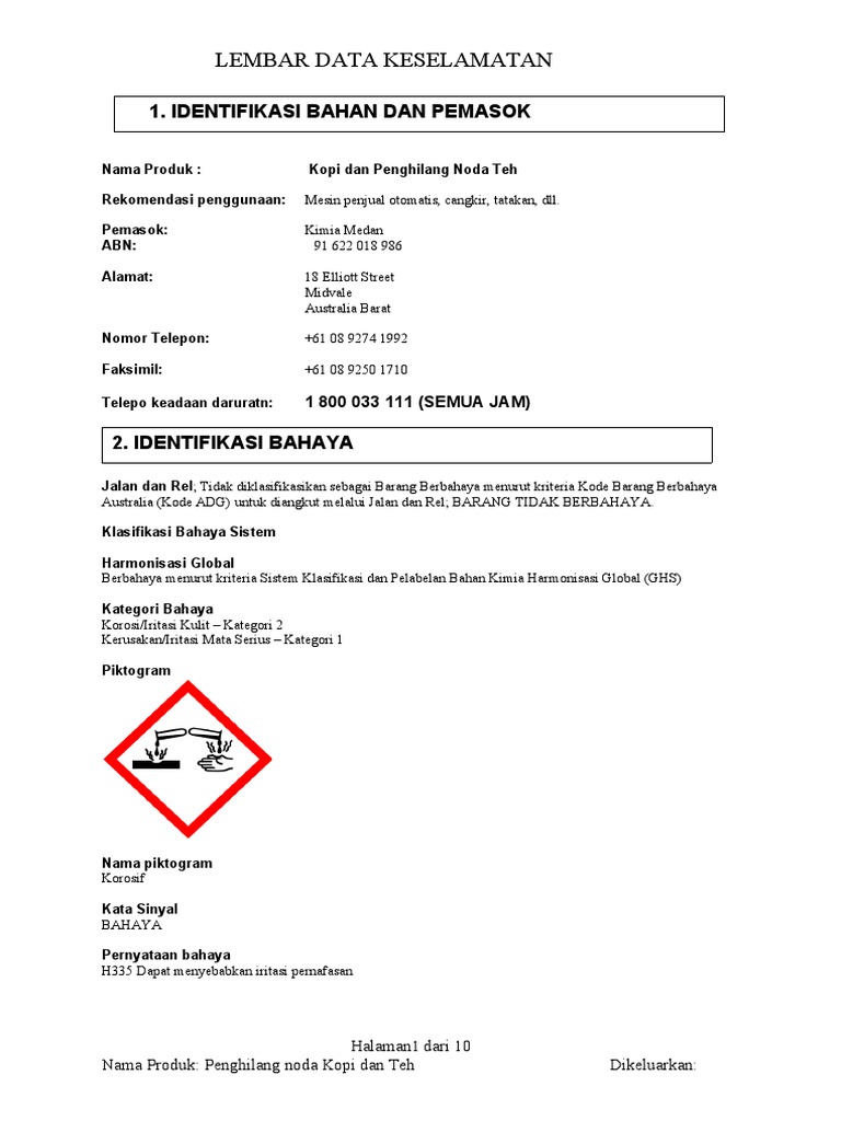 MSDS TEA COFFEE CLEANER En.id PDF