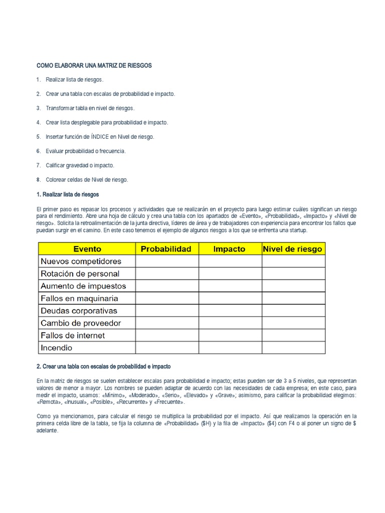 Cómo crear una matriz de riesgos en Excel | PDF | Hoja de cálculo ...