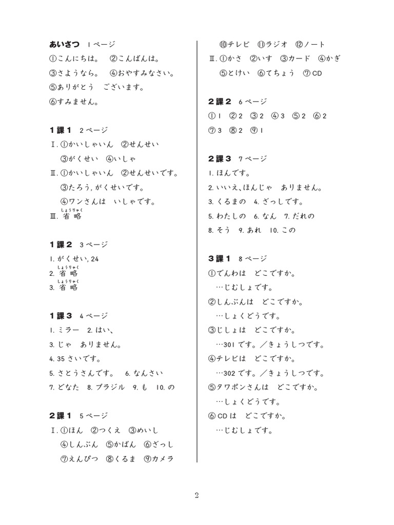 大家的日本語 初級I ・II 第2版 句型練習冊 | PDF