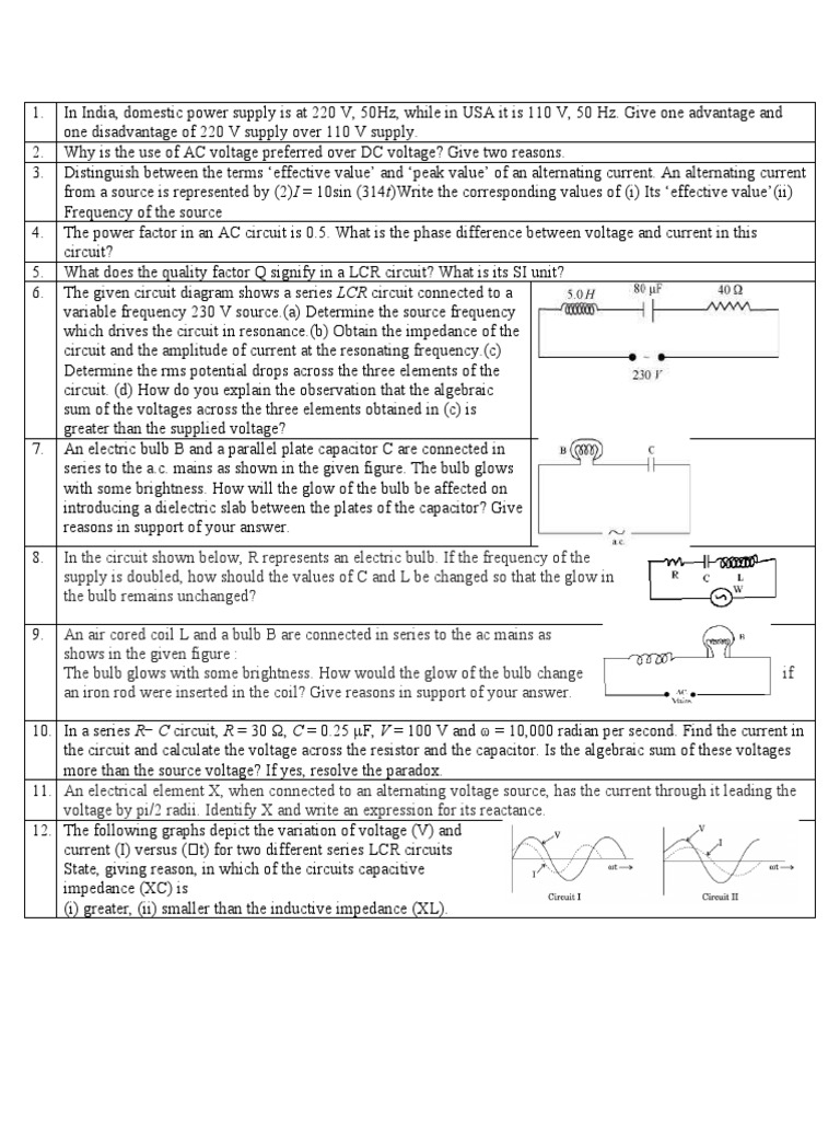 AC Circuit Analysis and Calculations | PDF | Electrical Network ...