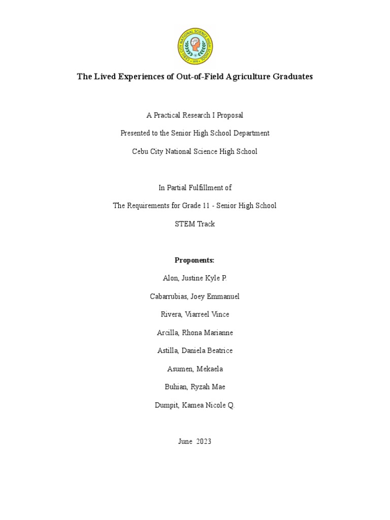 The Lived Experiences of Out-of-Field Agriculture Graduates | PDF