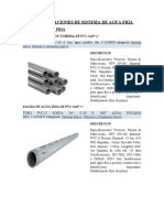 Especificaciones de Sistema de Agua Fria