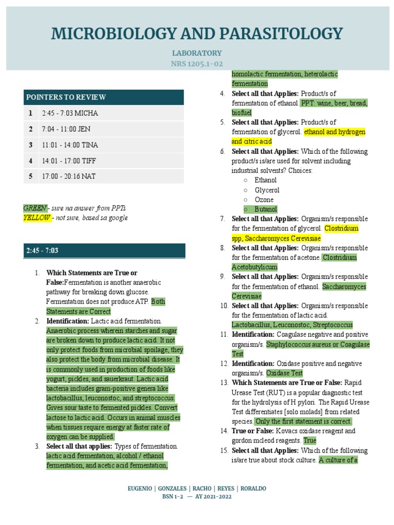 Micropara Laboratory 1 | PDF | Fermentation | Antimicrobial Resistance