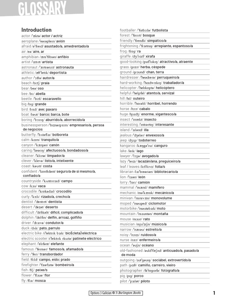 Glosario de Options 3 en Gallego | PDF