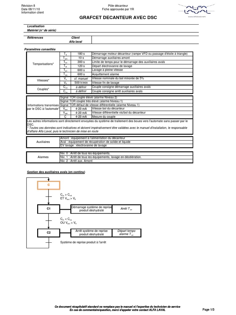 GRAFCET Décanteur avec DSC - Révision 8 | PDF