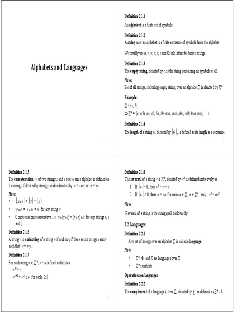 Alphabet and Language Basics | PDF | String (Computer Science ...