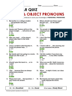 Subject - Object Pronouns Quiz