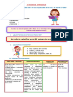 DIA 3 SESION DE APRENDIZAJE Escribo Un Texto de Opinión Sobre El Uso de Las Tecnologías de La Información y La Comunicación en Nuestras Vidas.