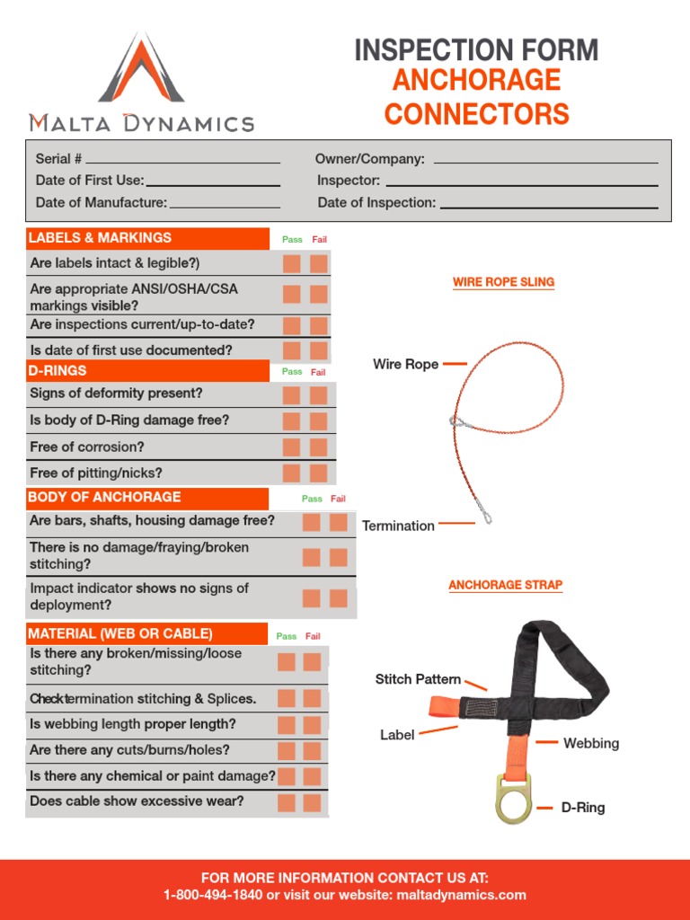 Anchorage Connectors - Inspection Form | PDF