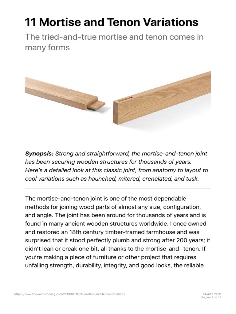 11 Mortise and Tenon Variations FineWoodworking PDF