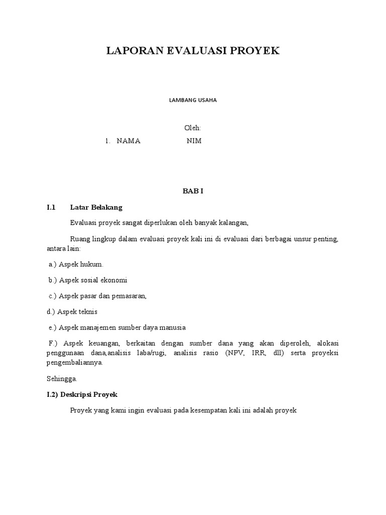 Contoh Laporan Akhir EVALUASI PROYEK (1) - 1 | PDF