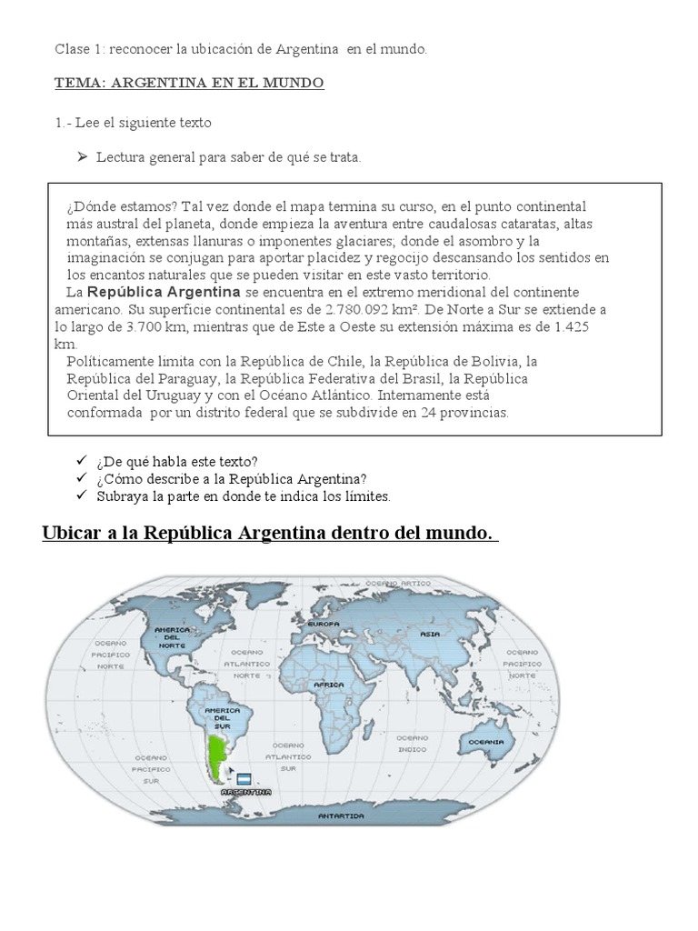 Ubicación de Argentina en el mundo | PDF