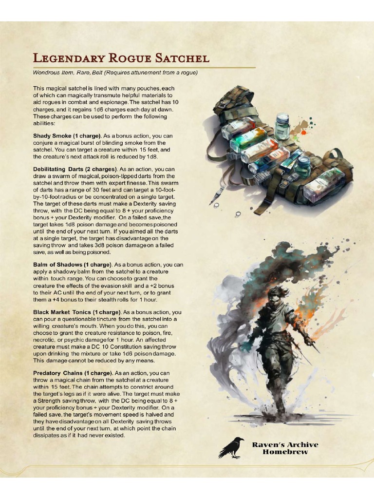 Legendary Rogue Satchel | PDF
