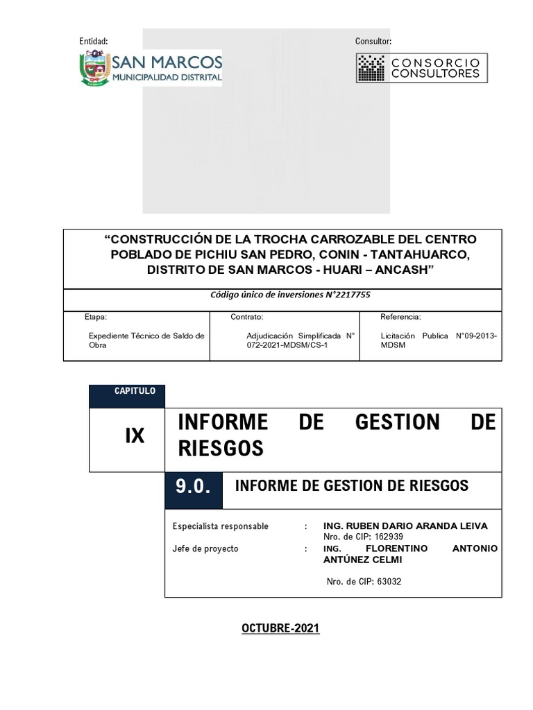 Informe de Gestion de Riesgos | PDF | Tecnología